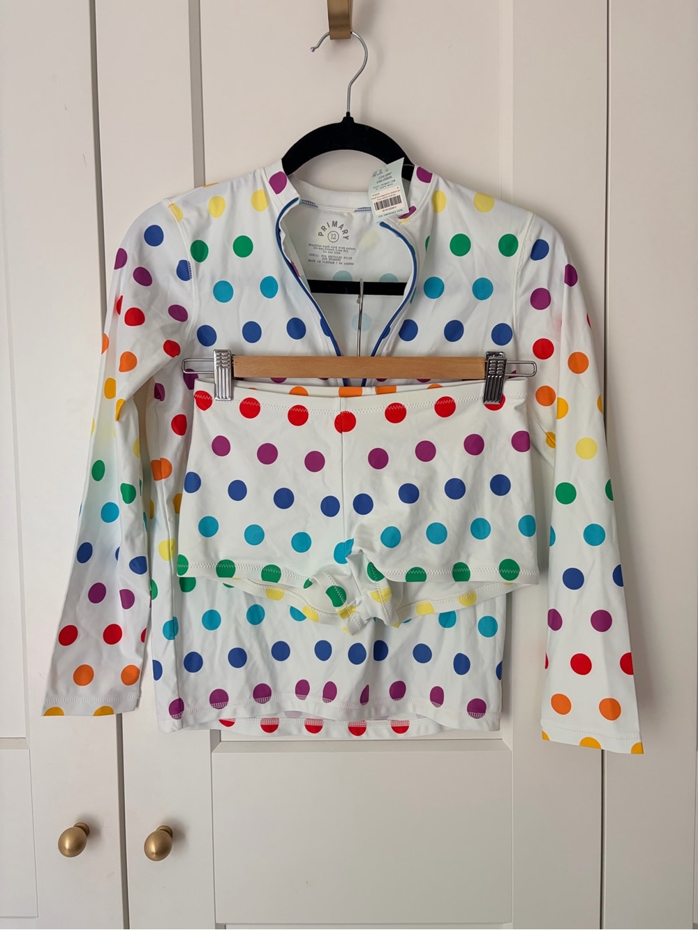 Primary Swim Rainbow Dot Swim Top & Boy Short Bottoms | 12